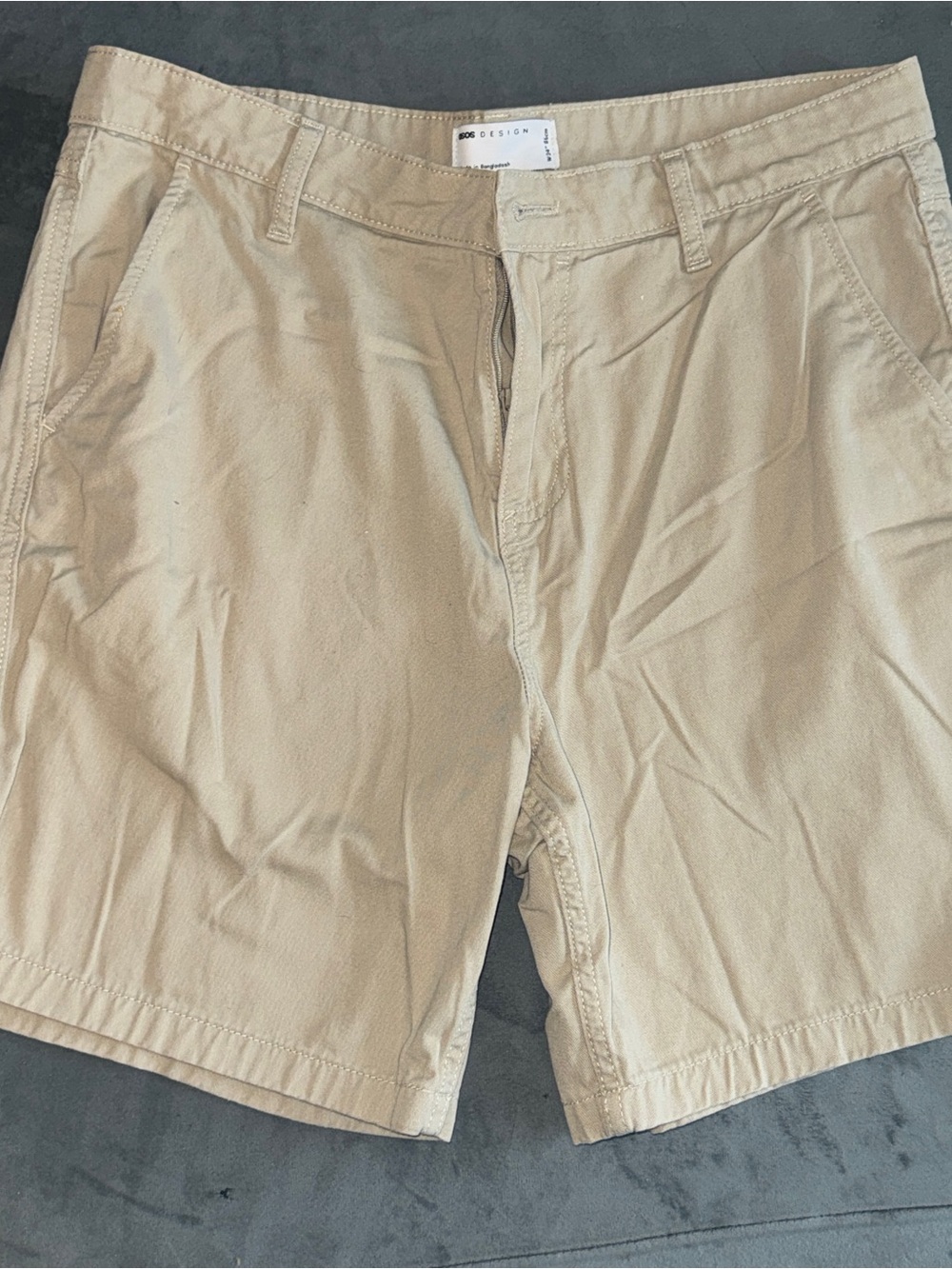 ASOS Men's Tan Flat-Front Shorts